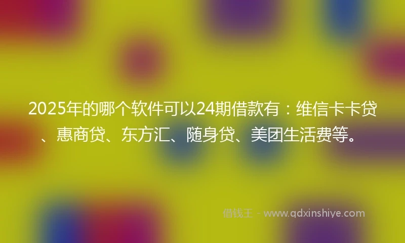 2025年的哪个软件可以24期借款有：维信卡卡贷、惠商贷、东方汇、随身贷、美团生活费等。