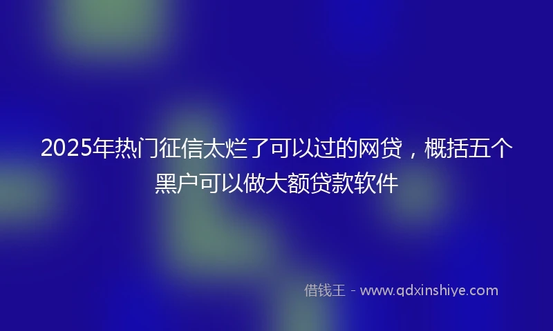 2025年热门征信太烂了可以过的网贷，概括五个黑户可以做大额贷款软件