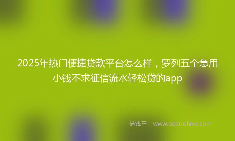 2025年热门便捷贷款平台怎么样，罗列五个急用小钱不求征信流水轻松贷的app