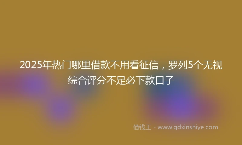 2025年热门哪里借款不用看征信，罗列5个无视综合评分不足必下款口子