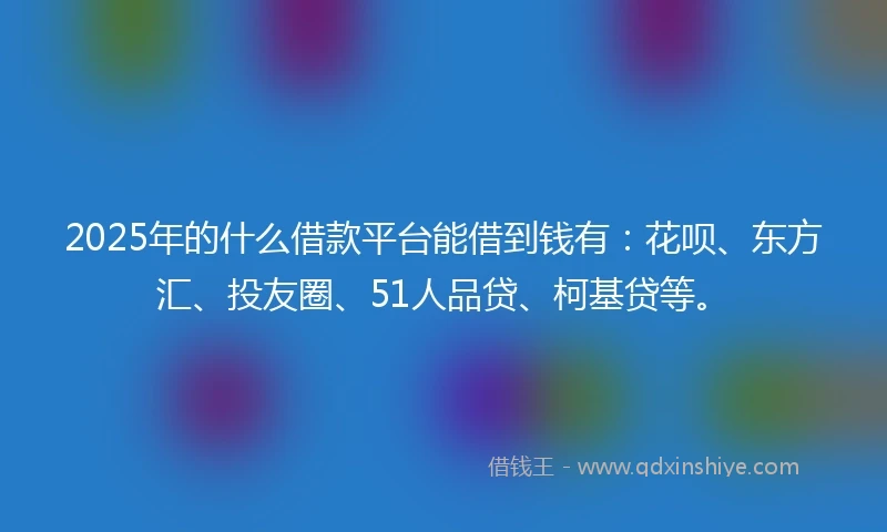2025年的什么借款平台能借到钱有：花呗、东方汇、投友圈、51人品贷、柯基贷等。