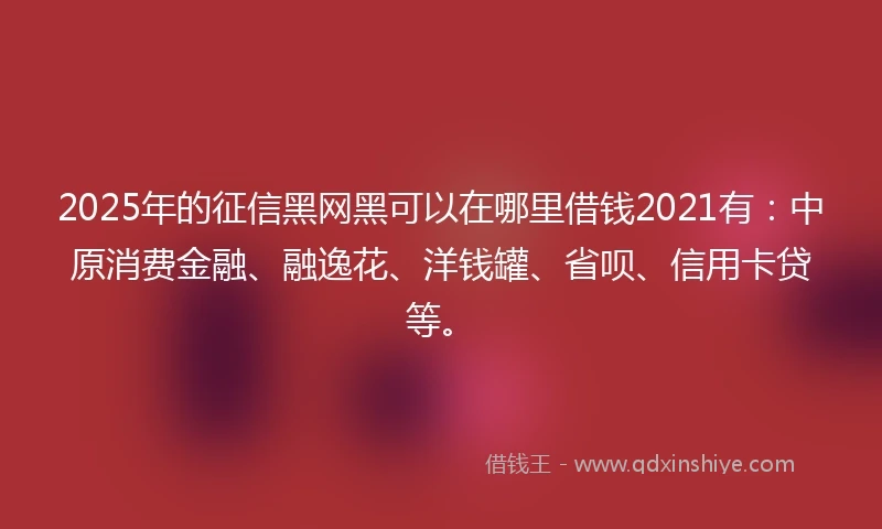 2025年的征信黑网黑可以在哪里借钱2021有：中原消费金融、融逸花、洋钱罐、省呗、信用卡贷等。