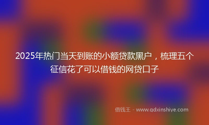 2025年热门当天到账的小额贷款黑户，梳理五个征信花了可以借钱的网贷口子