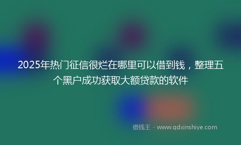 2025年热门征信很烂在哪里可以借到钱，整理五个黑户成功获取大额贷款的软件