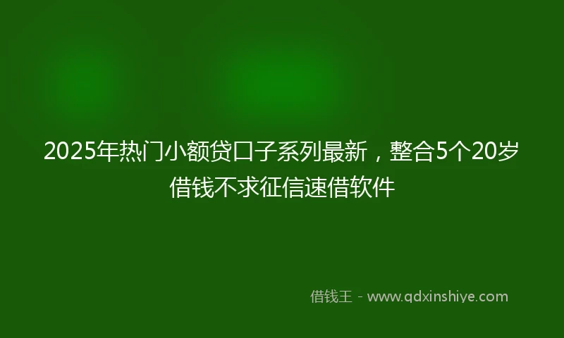 2025年热门小额贷口子系列最新，整合5个20岁借钱不求征信速借软件