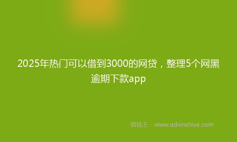 2025年热门可以借到3000的网贷，整理5个网黑逾期下款app