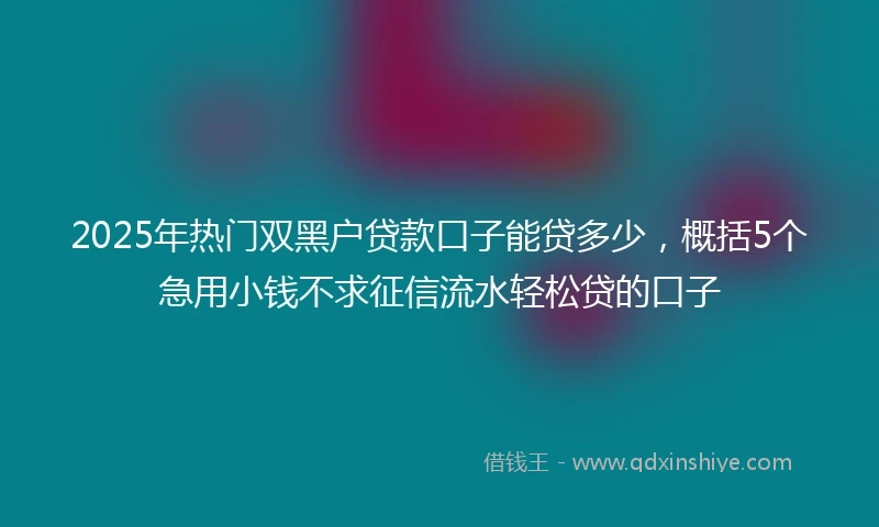 2025年热门双黑户贷款口子能贷多少，概括5个急用小钱不求征信流水轻松贷的口子