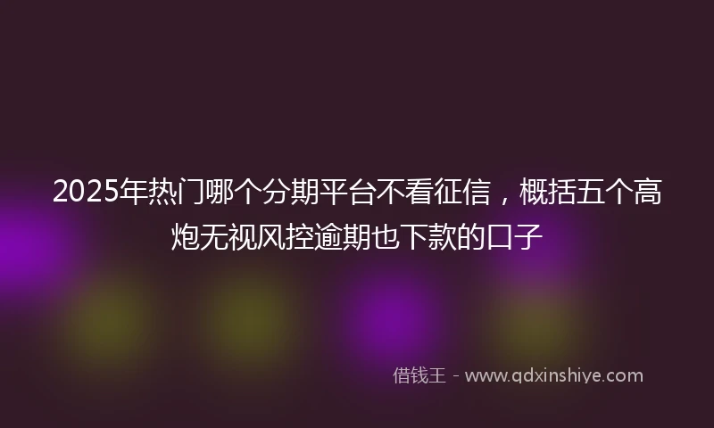 2025年热门哪个分期平台不看征信，概括五个高炮无视风控逾期也下款的口子