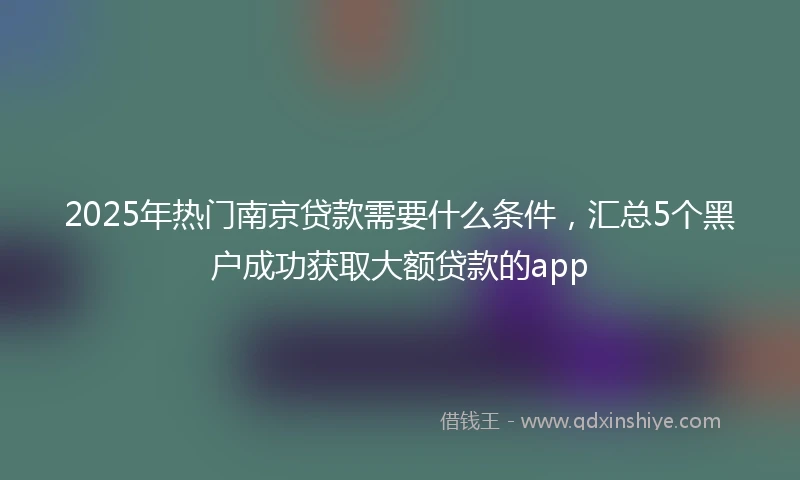 2025年热门南京贷款需要什么条件，汇总5个黑户成功获取大额贷款的app