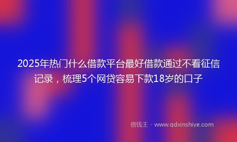 2025年热门什么借款平台最好借款通过不看征信记录，梳理5个网贷容易下款18岁的口子