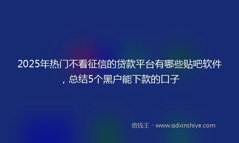 2025年热门不看征信的贷款平台有哪些贴吧软件，总结5个黑户能下款的口子