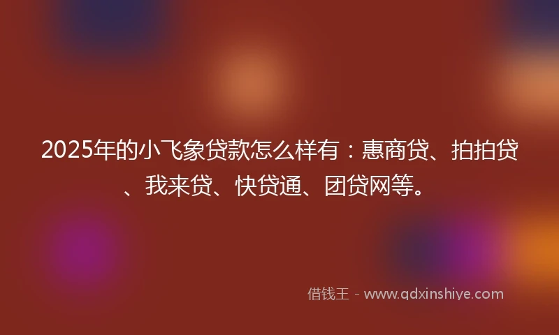 2025年的小飞象贷款怎么样有：惠商贷、拍拍贷、我来贷、快贷通、团贷网等。