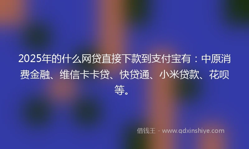 2025年的什么网贷直接下款到支付宝有：中原消费金融、维信卡卡贷、快贷通、小米贷款、花呗等。