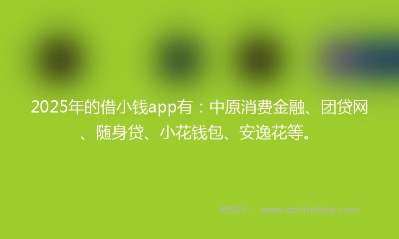 2025年的借小钱app有：中原消费金融、团贷网、随身贷、小花钱包、安逸花等。