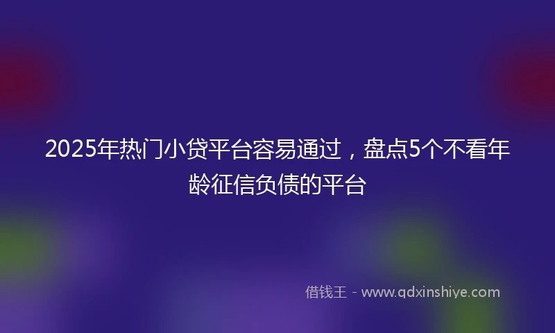 2025年热门小贷平台容易通过，盘点5个不看年龄征信负债的平台