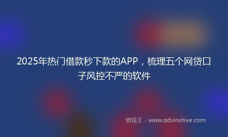 2025年热门借款秒下款的APP，梳理五个网贷口子风控不严的软件