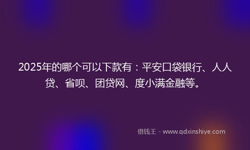 2025年的哪个可以下款有：平安口袋银行、人人贷、省呗、团贷网、度小满金融等。