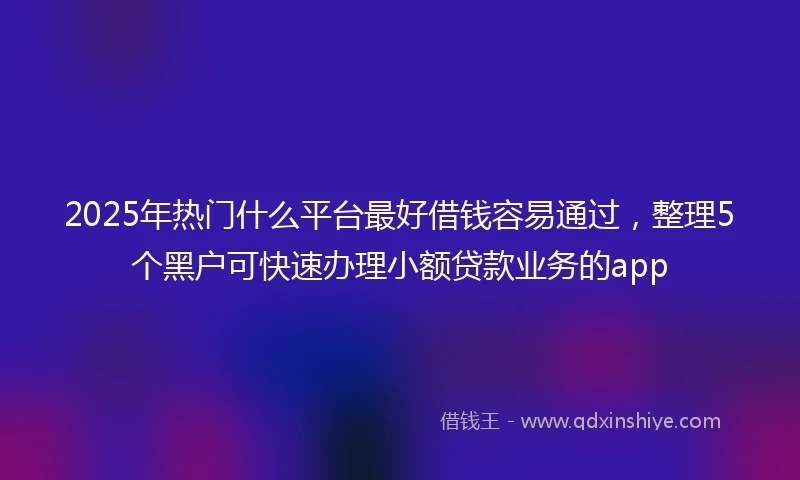 2025年热门什么平台最好借钱容易通过，整理5个黑户可快速办理小额贷款业务的app