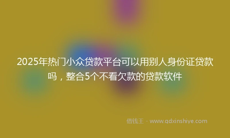 2025年热门小众贷款平台可以用别人身份证贷款吗，整合5个不看欠款的贷款软件