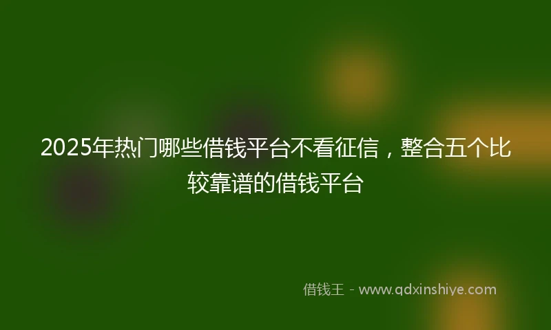 2025年热门哪些借钱平台不看征信，整合五个比较靠谱的借钱平台