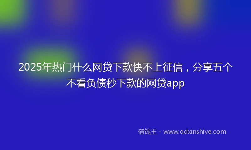 2025年热门什么网贷下款快不上征信，分享五个不看负债秒下款的网贷app