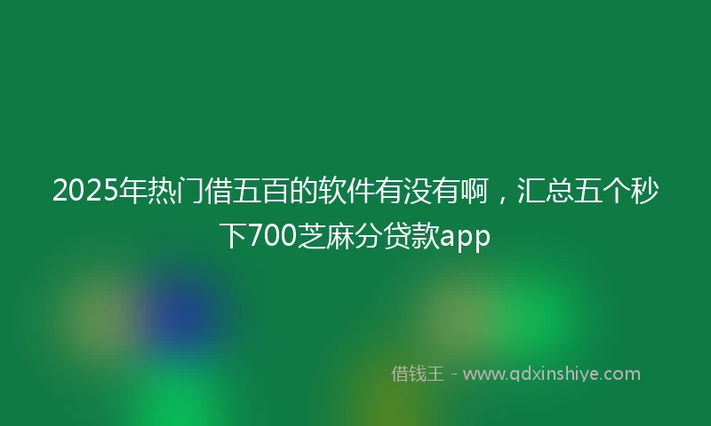 2025年热门借五百的软件有没有啊，汇总五个秒下700芝麻分贷款app