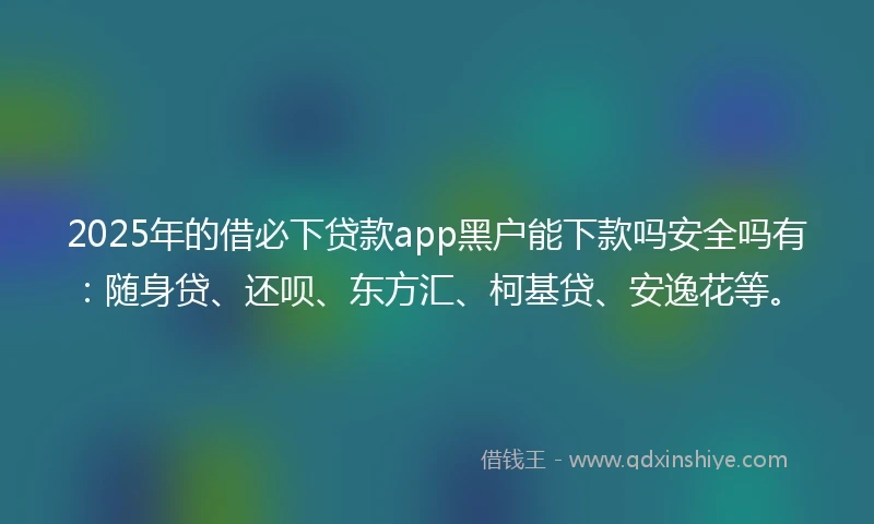 2025年的借必下贷款app黑户能下款吗安全吗有：随身贷、还呗、东方汇、柯基贷、安逸花等。
