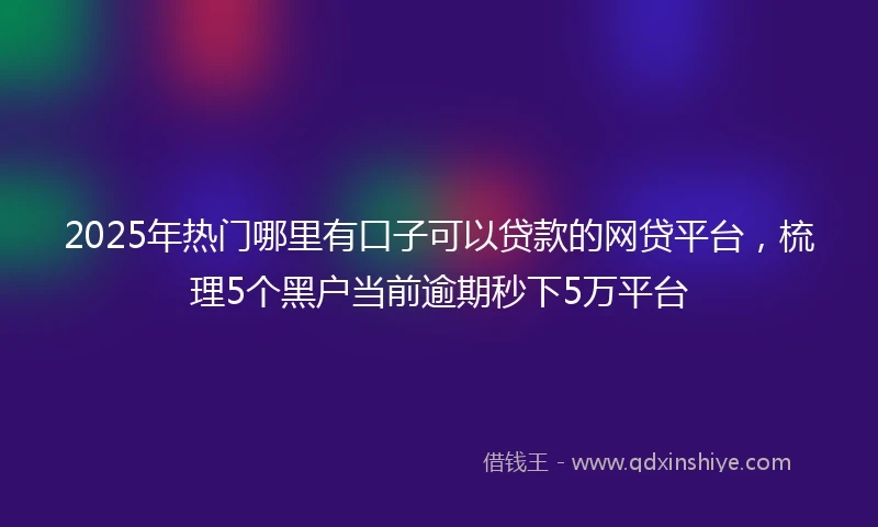 2025年热门哪里有口子可以贷款的网贷平台,梳理5个黑户当前逾期秒下5万平台
