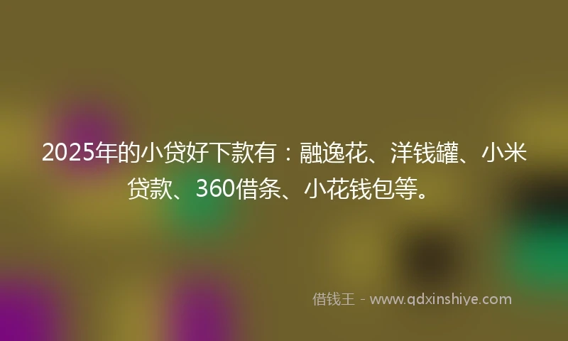 2025年的小贷好下款有：融逸花、洋钱罐、小米贷款、360借条、小花钱包等。