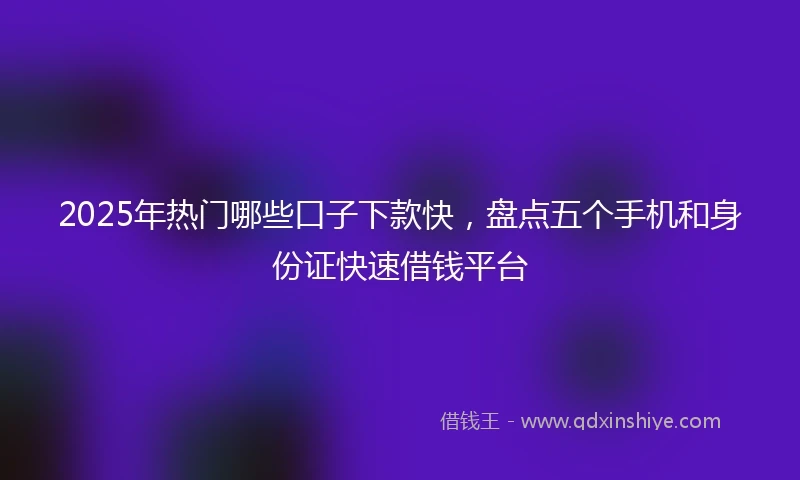 2025年热门哪些口子下款快，盘点五个手机和身份证快速借钱平台