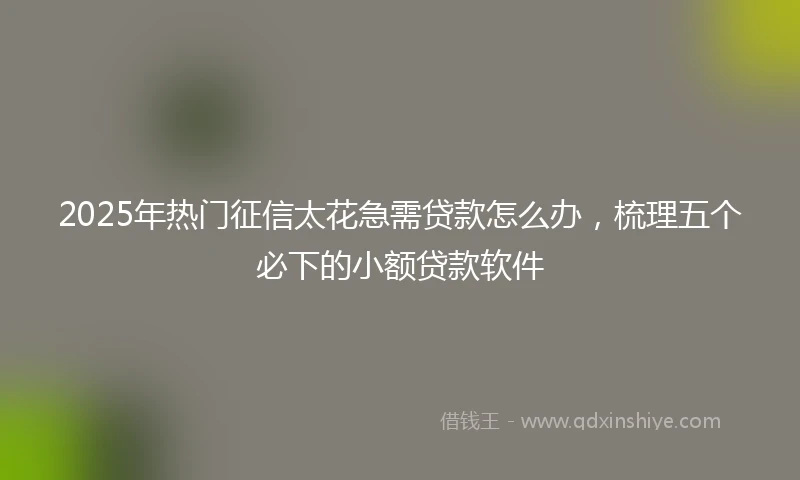 2025年热门征信太花急需贷款怎么办，梳理五个必下的小额贷款软件