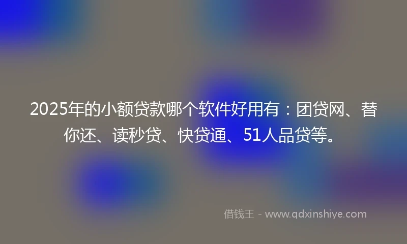2025年的小额贷款哪个软件好用有：团贷网、替你还、读秒贷、快贷通、51人品贷等。