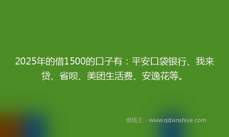 2025年的借1500的口子有：平安口袋银行、我来贷、省呗、美团生活费、安逸花等。