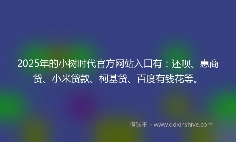 2025年的小树时代官方网站入口有：还呗、惠商贷、小米贷款、柯基贷、百度有钱花等。