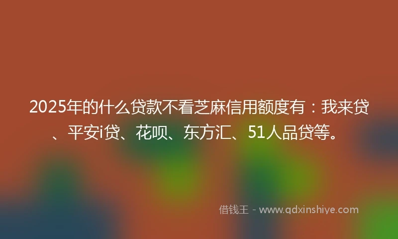 2025年的什么贷款不看芝麻信用额度有：我来贷、平安i贷、花呗、东方汇、51人品贷等。