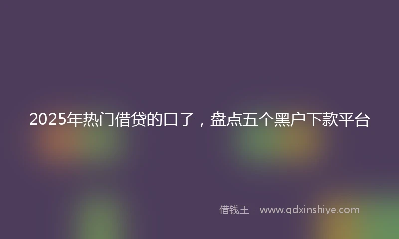 2025年热门借贷的口子，盘点五个黑户下款平台
