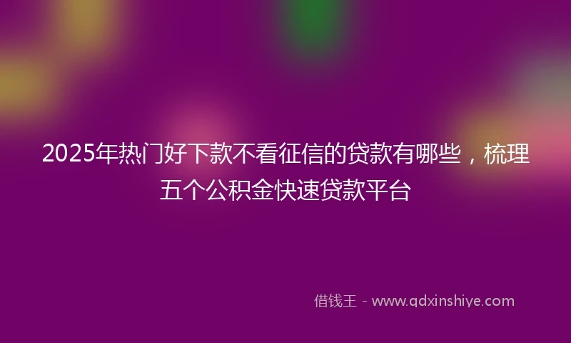 2025年热门好下款不看征信的贷款有哪些，梳理五个公积金快速贷款平台