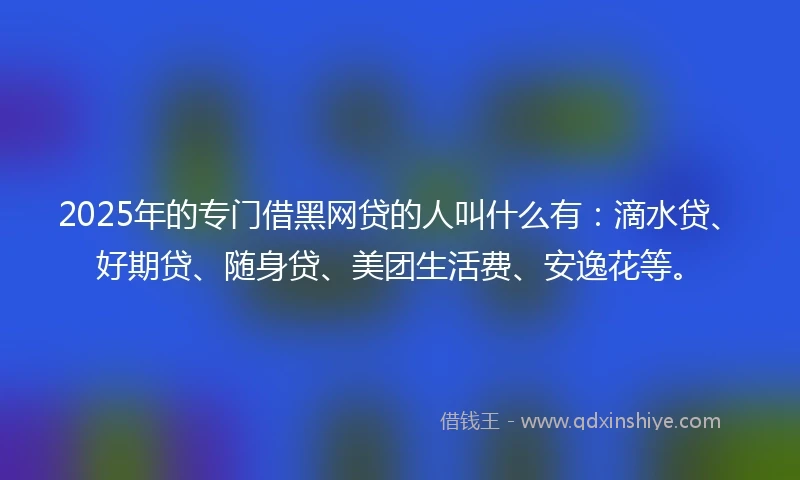 2025年的专门借黑网贷的人叫什么有：滴水贷、好期贷、随身贷、美团生活费、安逸花等。