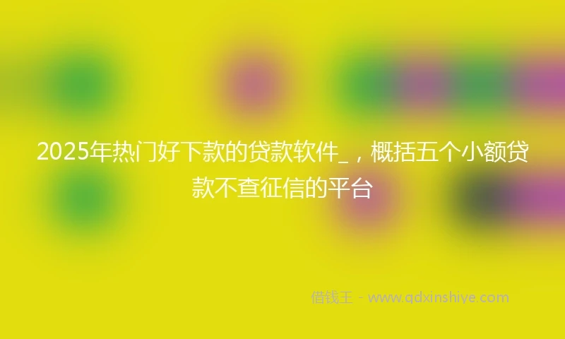 2025年热门好下款的贷款软件_，概括五个小额贷款不查征信的平台