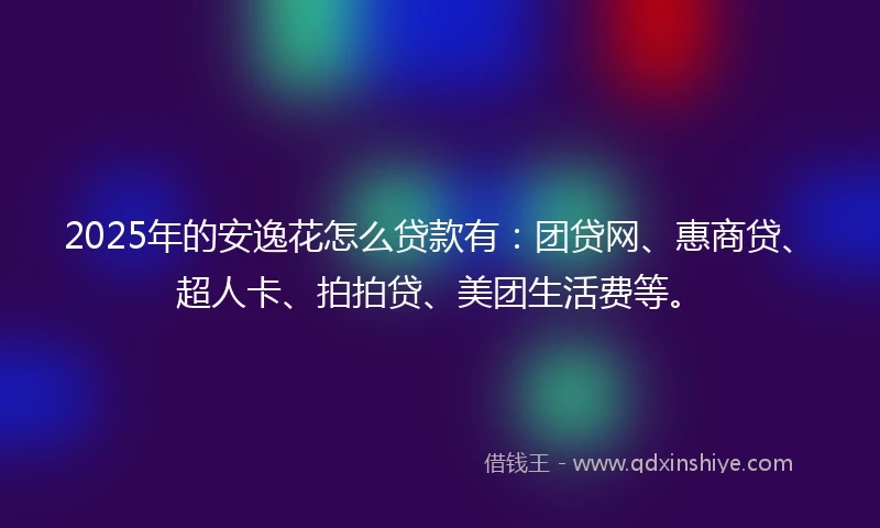 2025年的安逸花怎么贷款有：团贷网、惠商贷、超人卡、拍拍贷、美团生活费等。