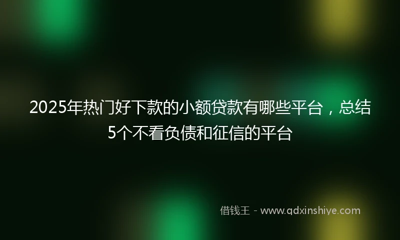 2025年热门好下款的小额贷款有哪些平台，总结5个不看负债和征信的平台