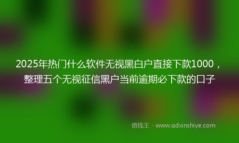 2025年热门什么软件无视黑白户直接下款1000，整理五个无视征信黑户当前逾期必下款的口子