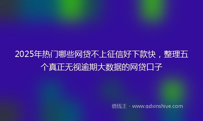 2025年热门哪些网贷不上征信好下款快，整理五个真正无视逾期大数据的网贷口子