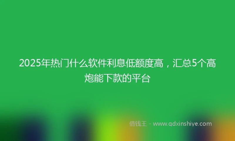 2025年热门什么软件利息低额度高，汇总5个高炮能下款的平台