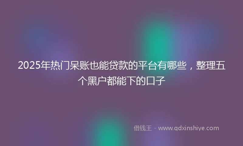 2025年热门呆账也能贷款的平台有哪些，整理五个黑户都能下的口子