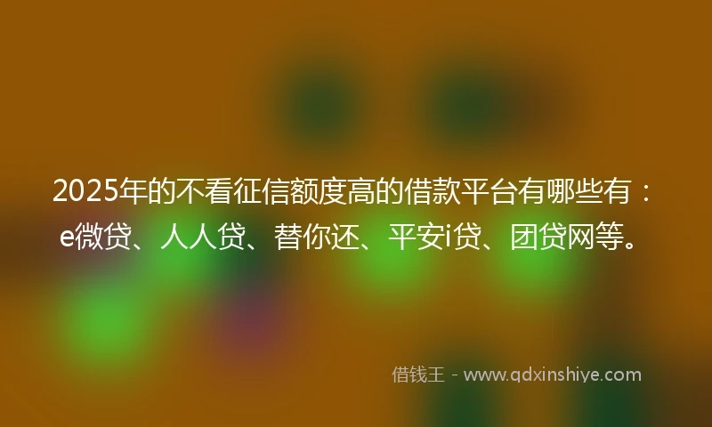 2025年的不看征信额度高的借款平台有哪些有：e微贷、人人贷、替你还、平安i贷、团贷网等。