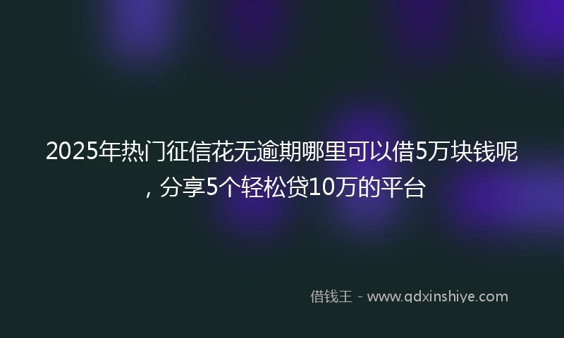 2025年热门征信花无逾期哪里可以借5万块钱呢，分享5个轻松贷10万的平台