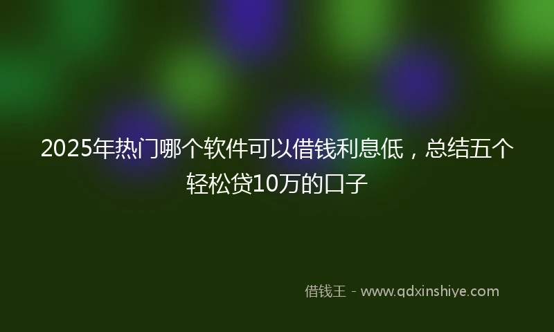2025年热门哪个软件可以借钱利息低，总结五个轻松贷10万的口子