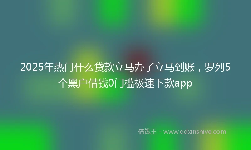 2025年热门什么贷款立马办了立马到账，罗列5个黑户借钱0门槛极速下款app