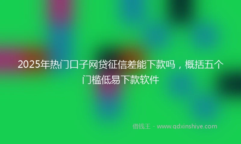 2025年热门口子网贷征信差能下款吗，概括五个门槛低易下款软件